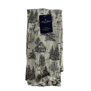 3 Brooks Brothers Kitchen Towel Holiday Lodge Brown/Black Deer Cotton NEW